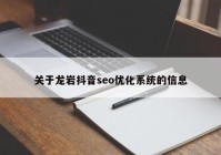 关于龙岩抖音seo优化系统的信息