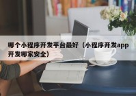 哪个小程序开发平台最好（小程序开发app开发哪家安全）