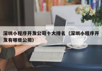 深圳小程序开发公司十大排名（深圳小程序开发有哪些公司）